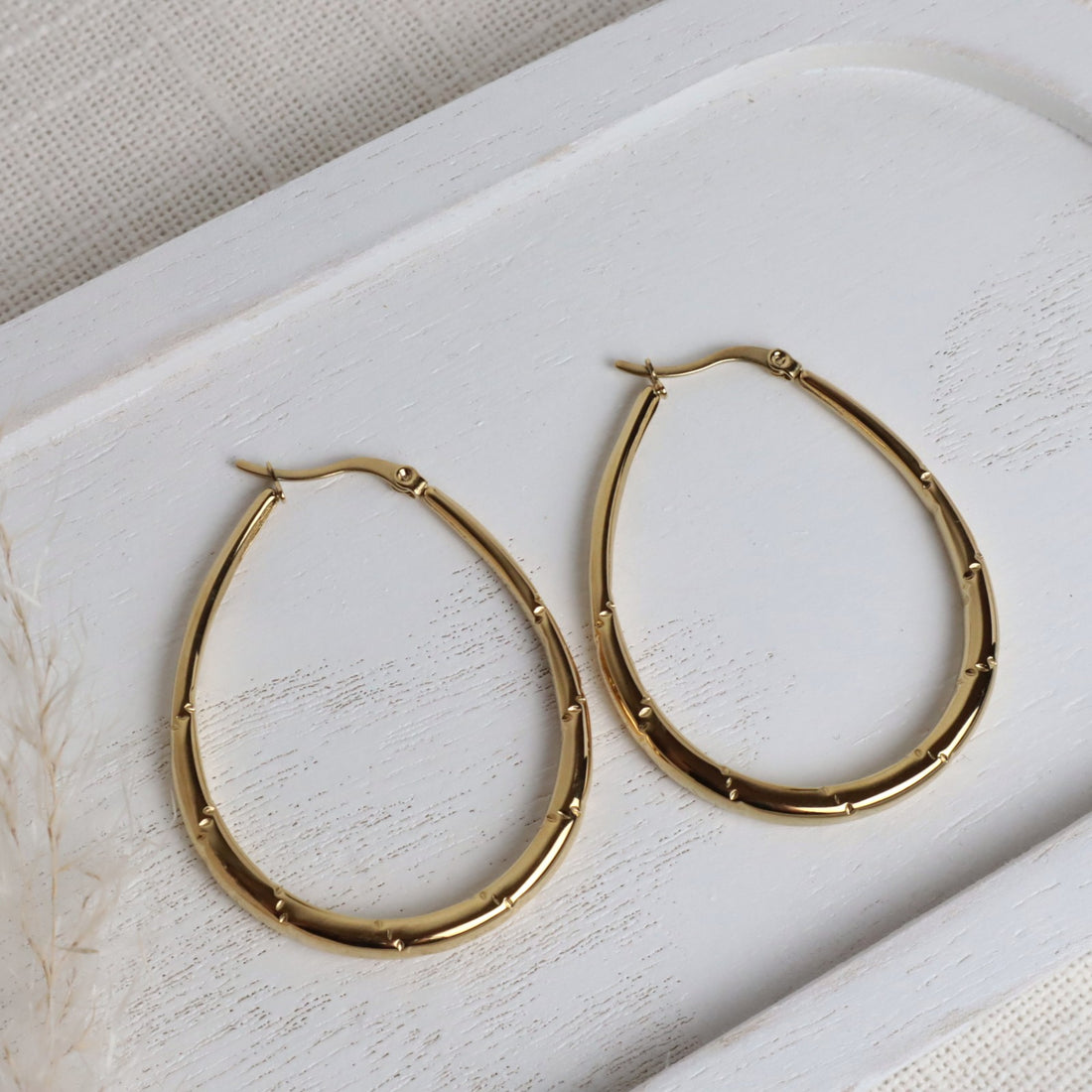 Creolen oval groß – Edelstahl gold