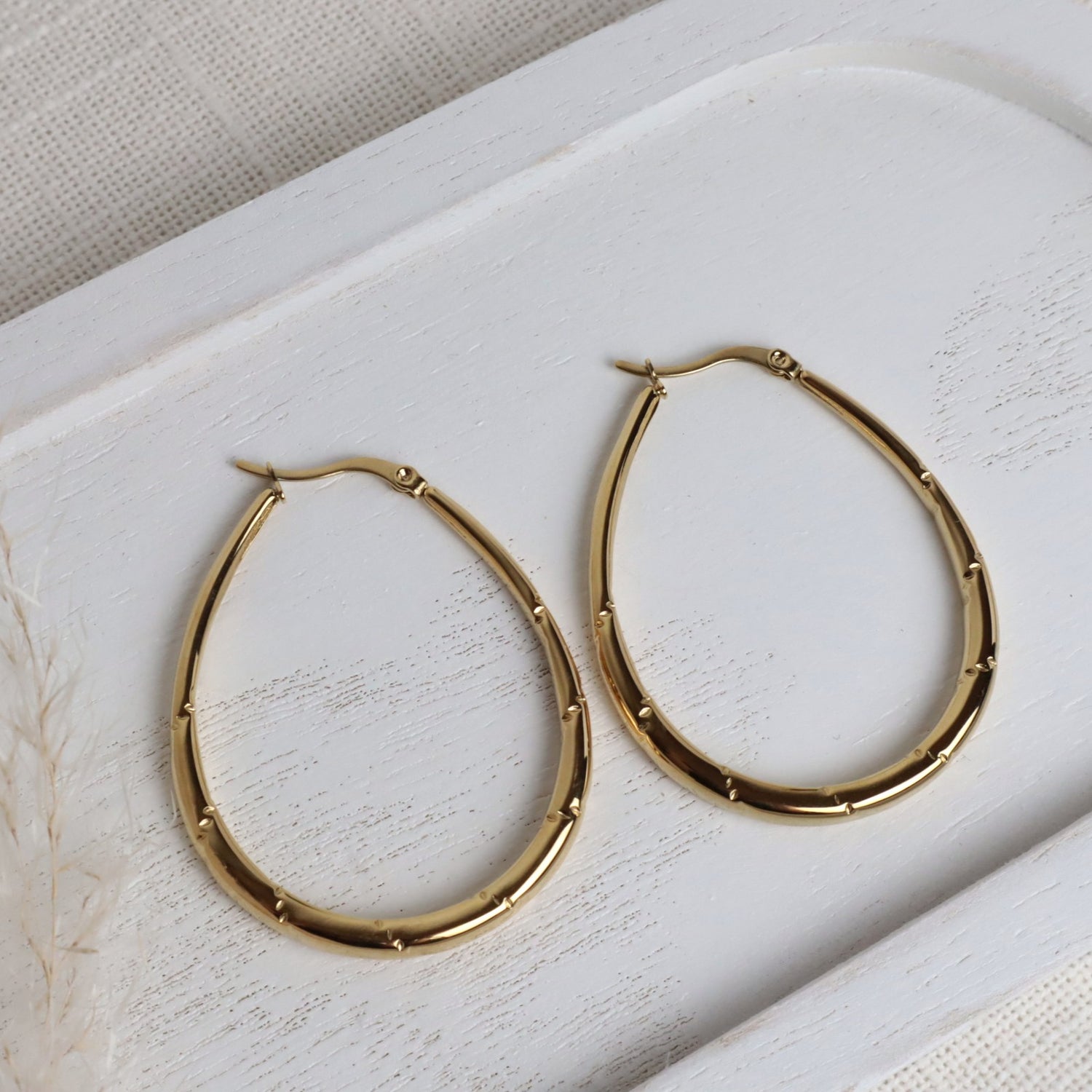 Creolen oval groß – Edelstahl gold