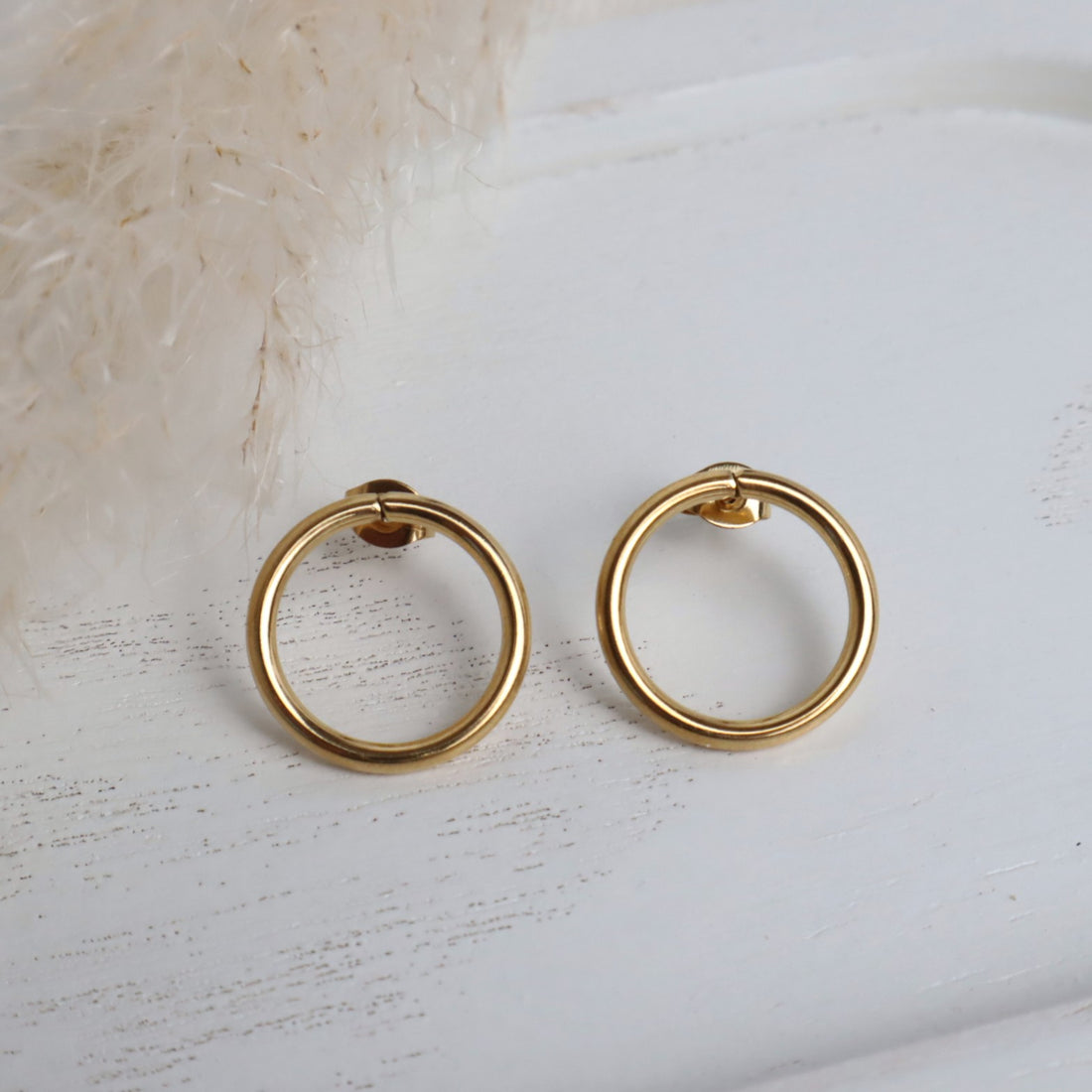 Ohrstecker aus Edelstahl – 18 mm rund, Gold