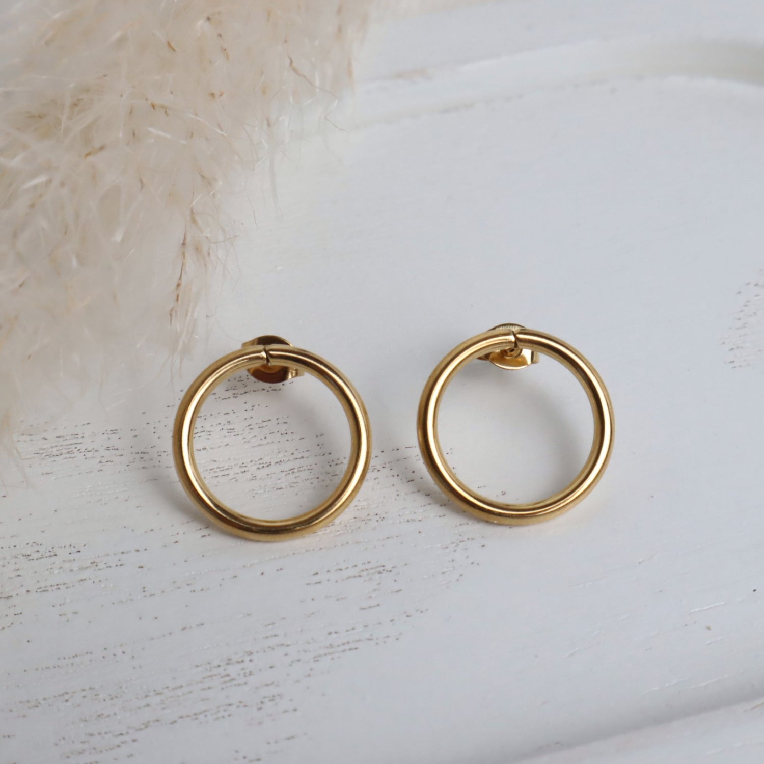 Ohrstecker aus Edelstahl – 18 mm rund, Gold
