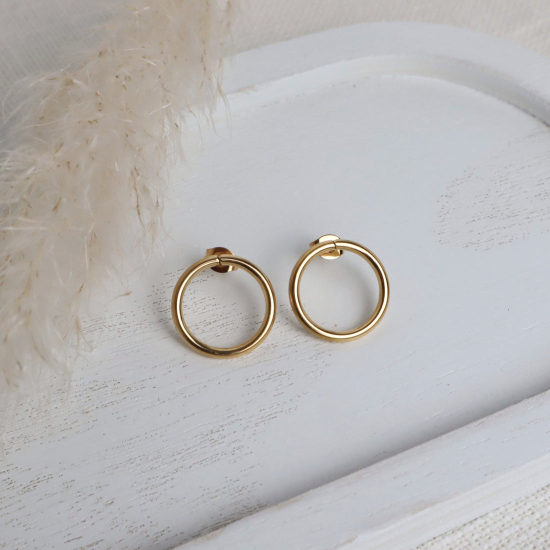 Ohrstecker aus Edelstahl – 18 mm rund, Gold
