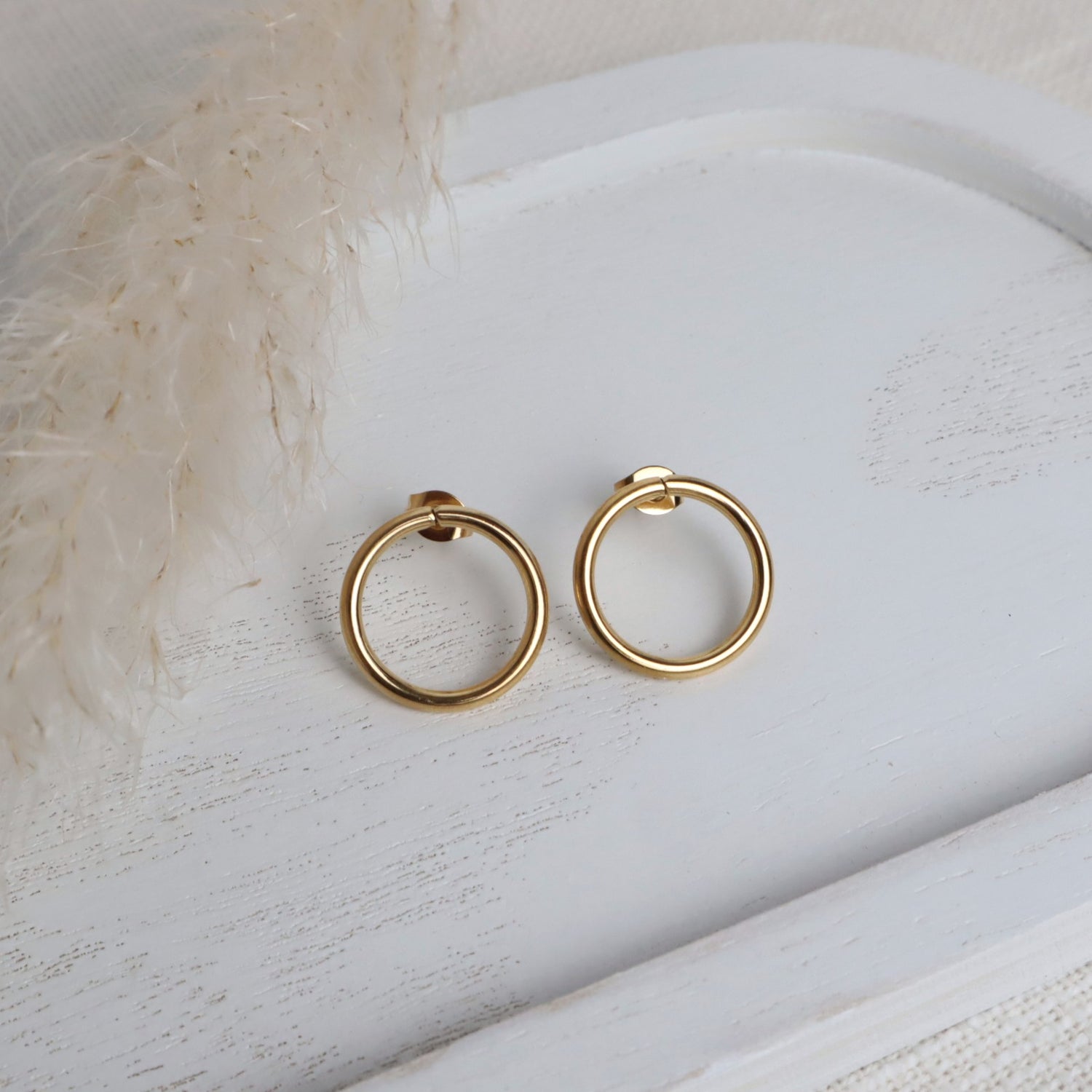 Ohrstecker aus Edelstahl – 18 mm rund, Gold