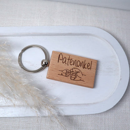 Patenonkel fragen – Schlüsselanhänger mit Karte | personalisiertes Geschenk zur Patenschaft