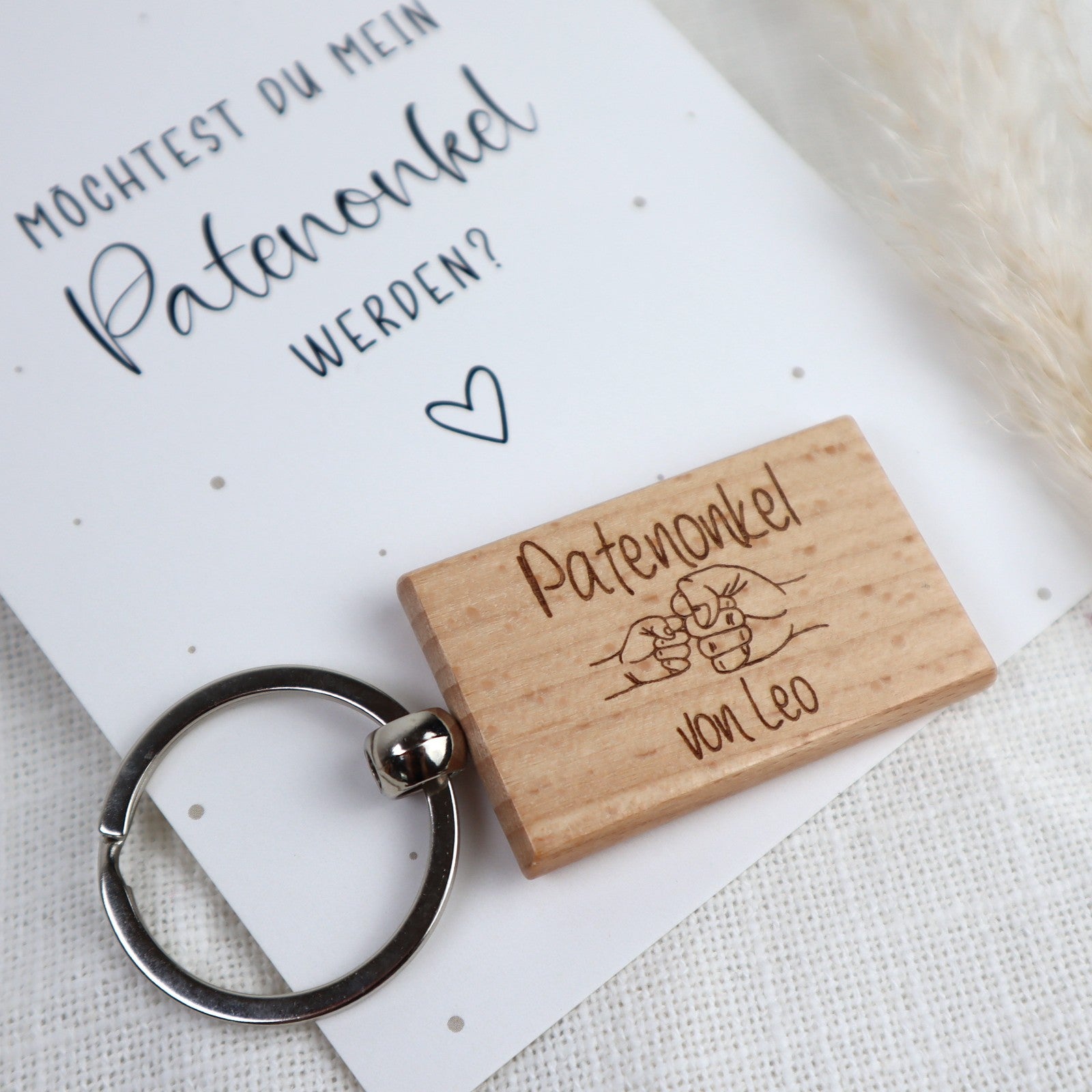 Patenonkel fragen – Schlüsselanhänger mit Karte | personalisiertes Geschenk zur Patenschaft