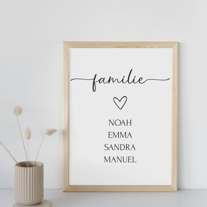 Personalisiertes Familienposter – Poster Namen Familie (DIN A4) | Wandbild Geschenk für Zuhause