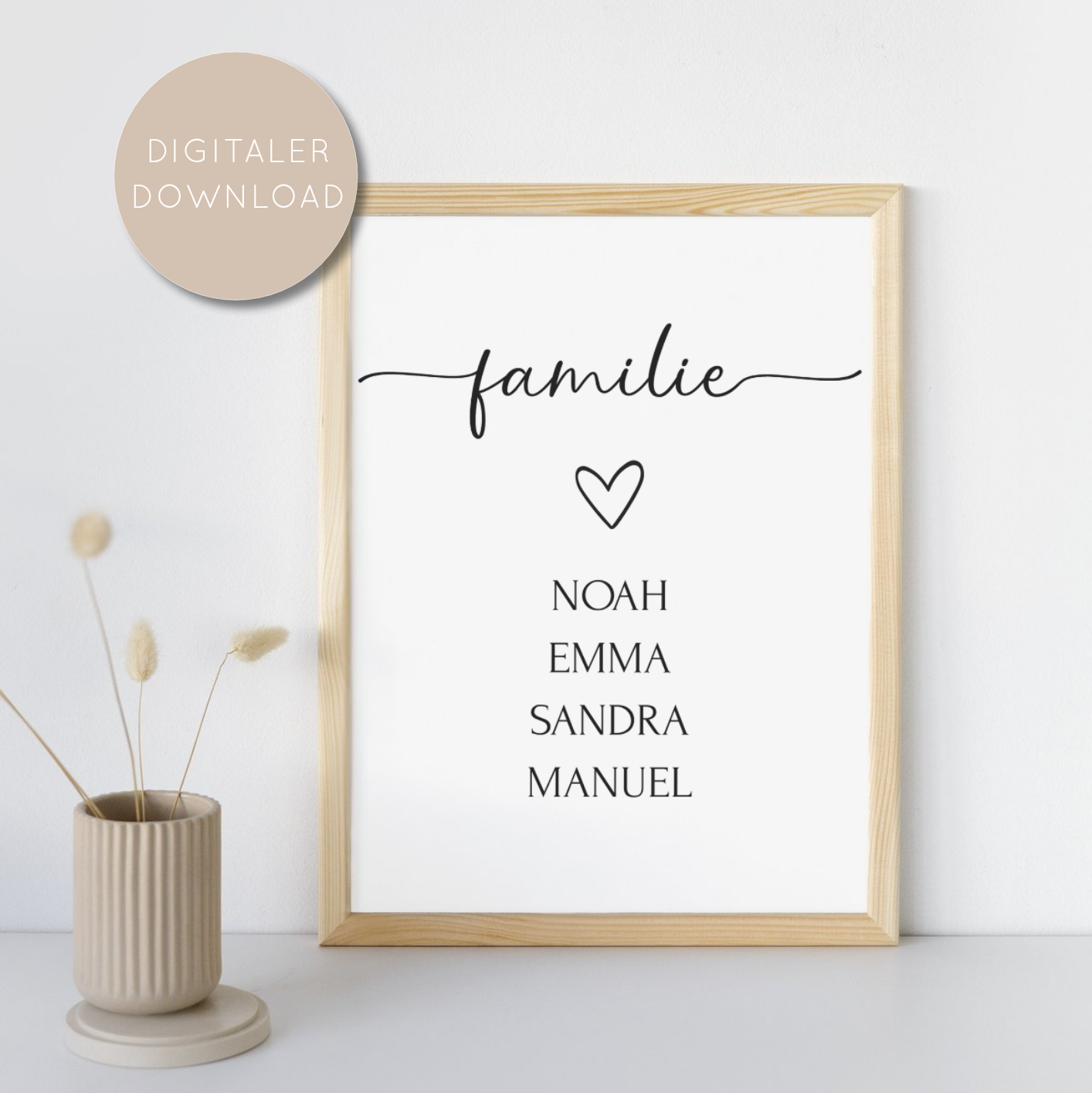 Personalisiertes Familienposter – Digitaler Download A4