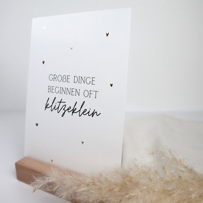 Karte zur Schwangerschaft mit Goldveredelung | Hochwertige Postkarte für werdende Mamas