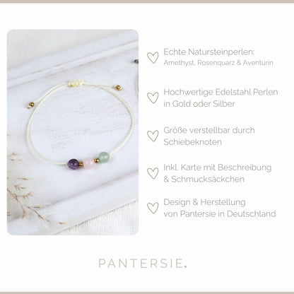 Natursteinarmband „Mama-Alltag“ – mit Amethyst, Rosenquarz&amp; Aventurin