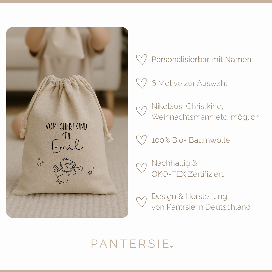 Nikolaus-Säckchen personalisiert mit 6 Motiven zur Auswahl