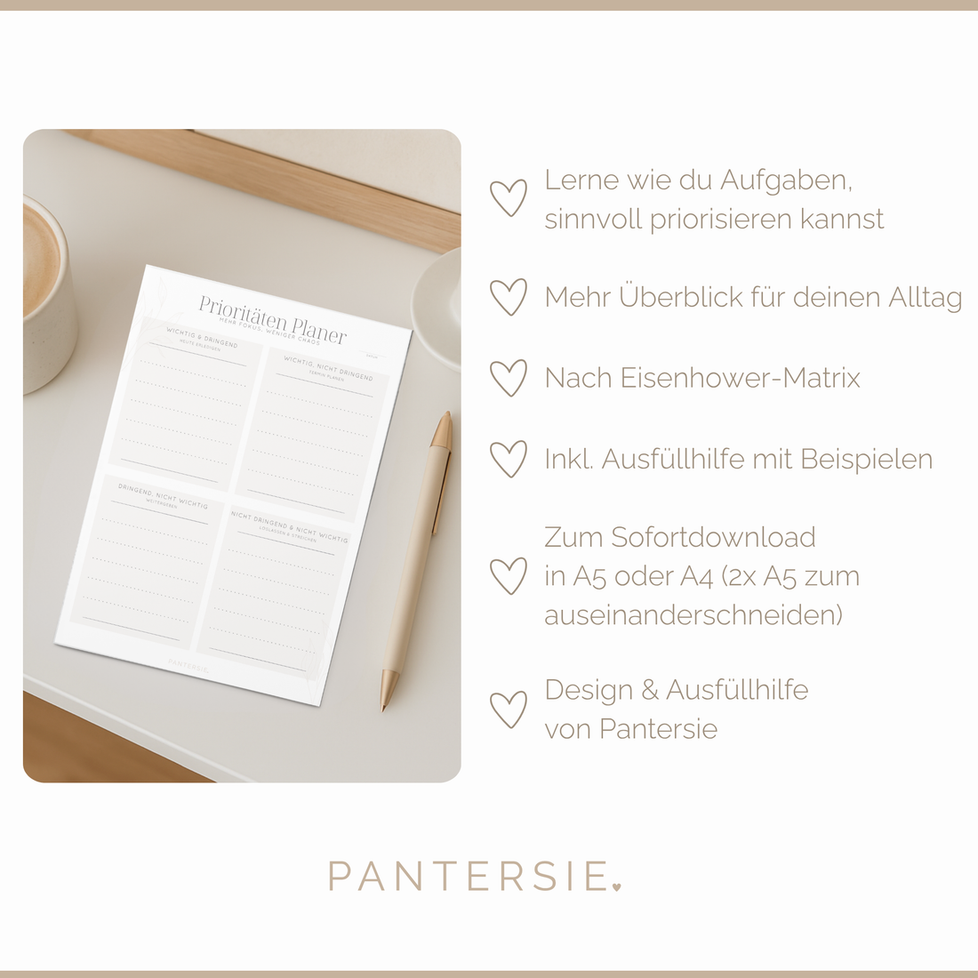 Prioritäten-Planer zum Ausdrucken – mit Ausfüllhilfe | Sofortdownload A4 &amp; A5