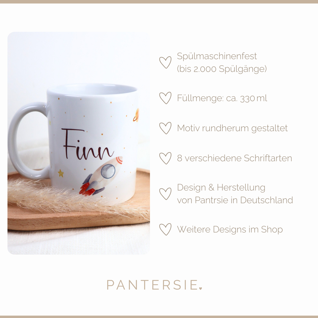 Kindertasse Weltraum mit Name - personalisierte Tasse Weltraum &amp; Rakete