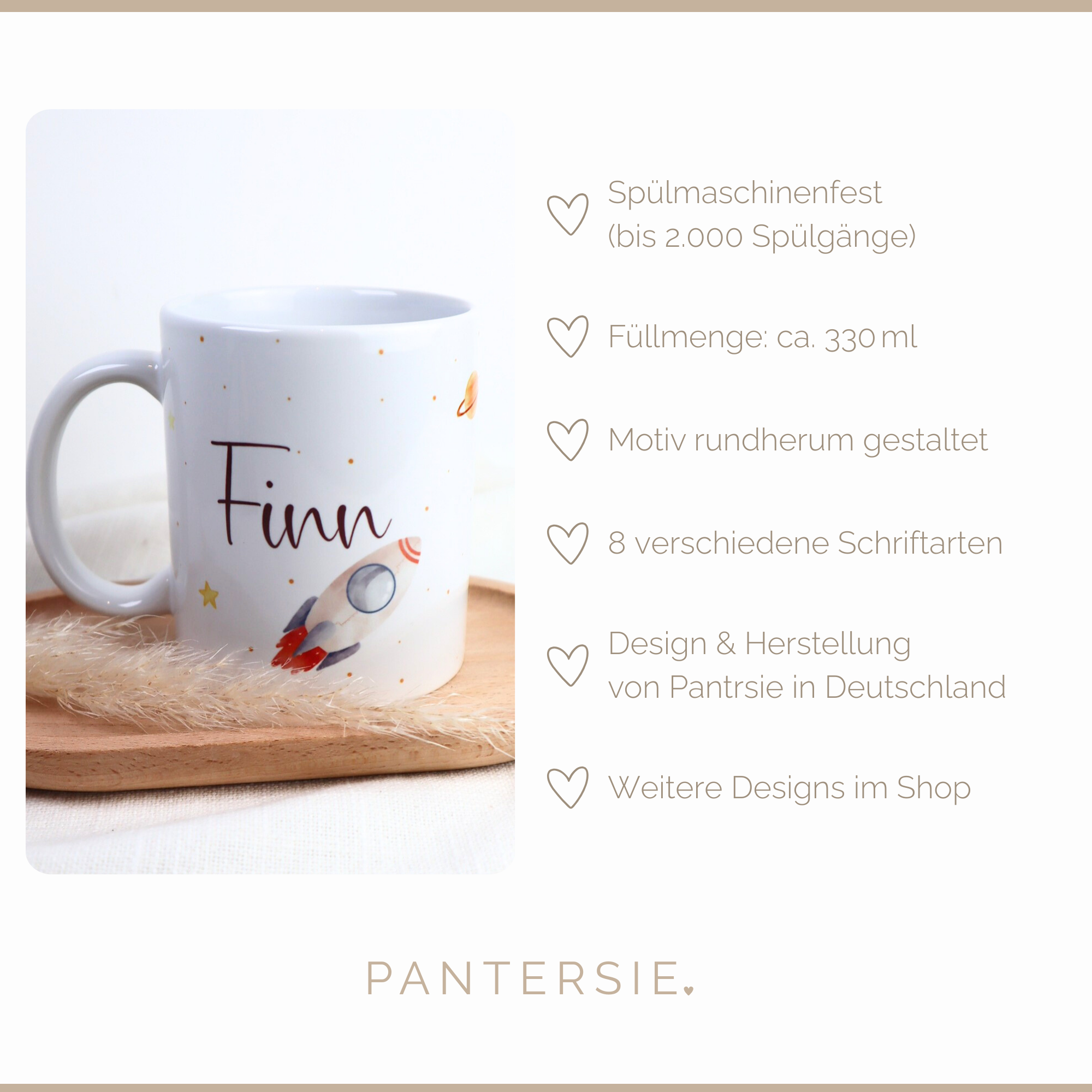 Kindertasse Weltraum mit Name - personalisierte Tasse Weltraum &amp; Rakete