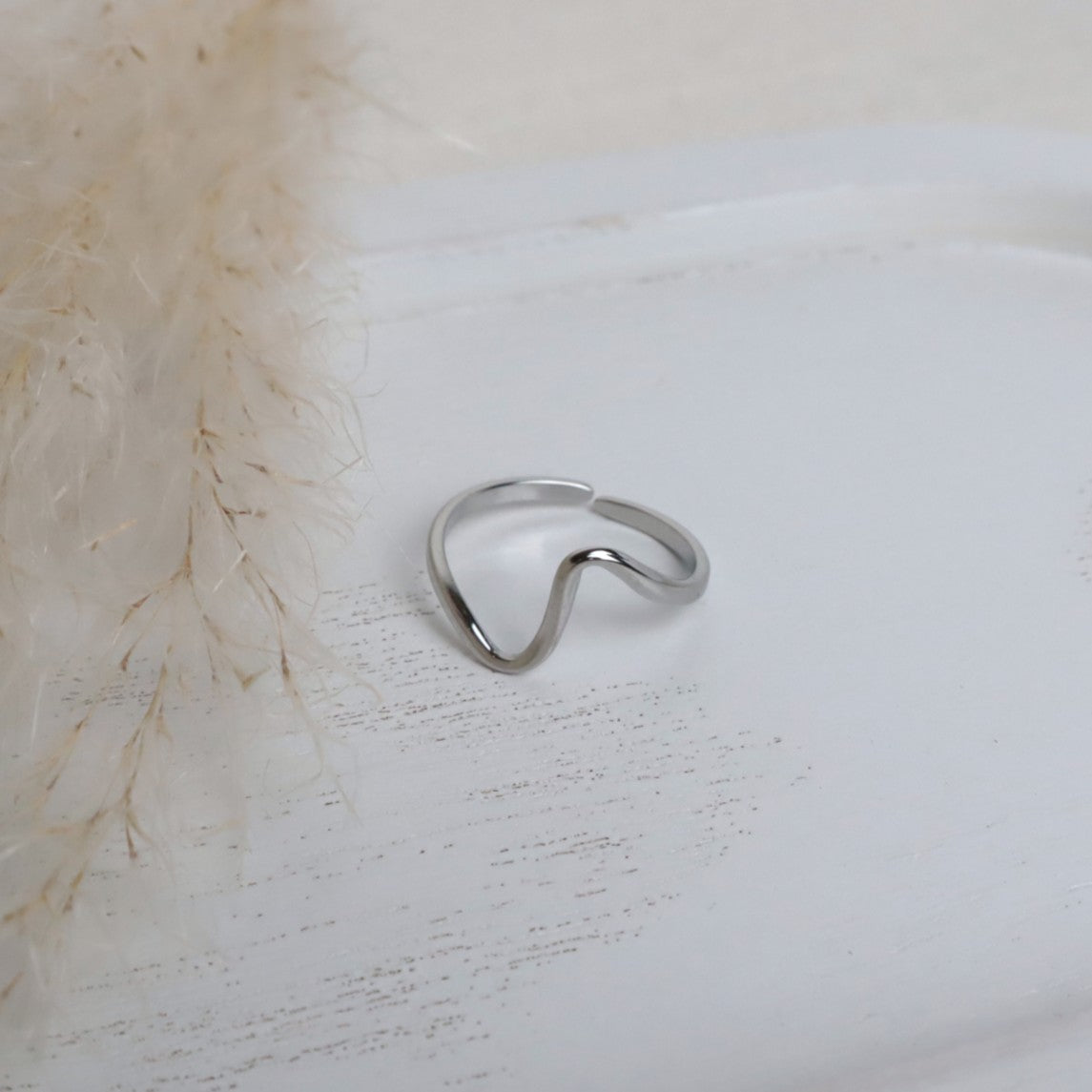 Ring Edelstahl Welle – Silber | Verstellbar