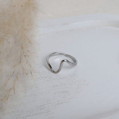 Ring Edelstahl Welle – Silber | Verstellbar