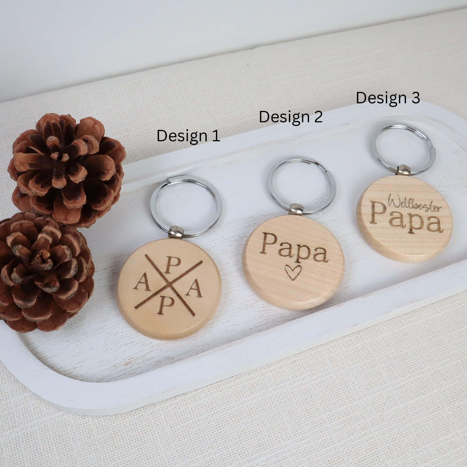 Schlüsselanhänger „Papa“ personalisierbar – in verschiedenen Designs