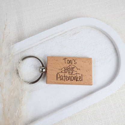 Patenonkel fragen – Schlüsselanhänger mit Karte | personalisiertes Geschenk zur Patenschaft