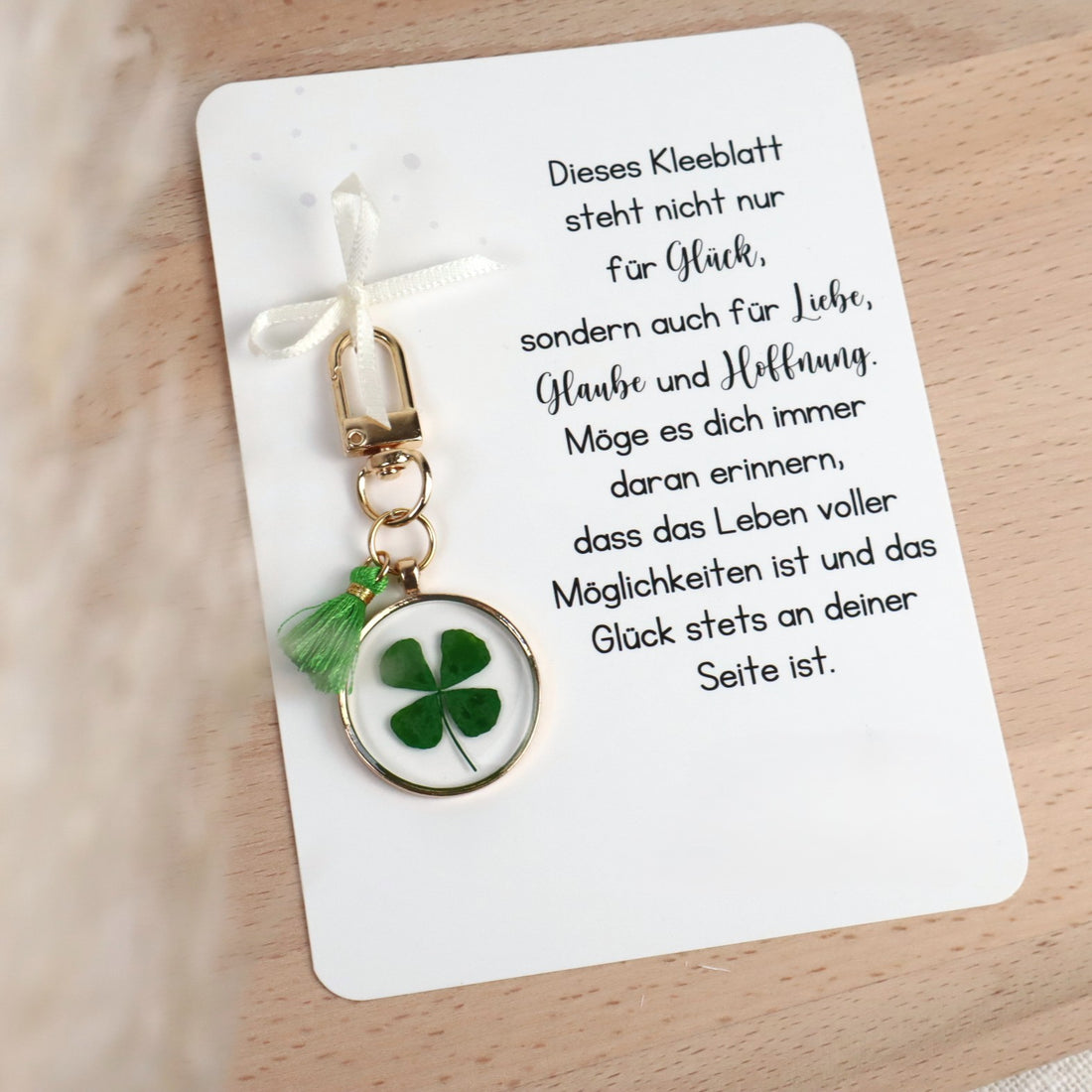Schlüsselanhänger Kleeblatt - Glücksbringer personalisierbar