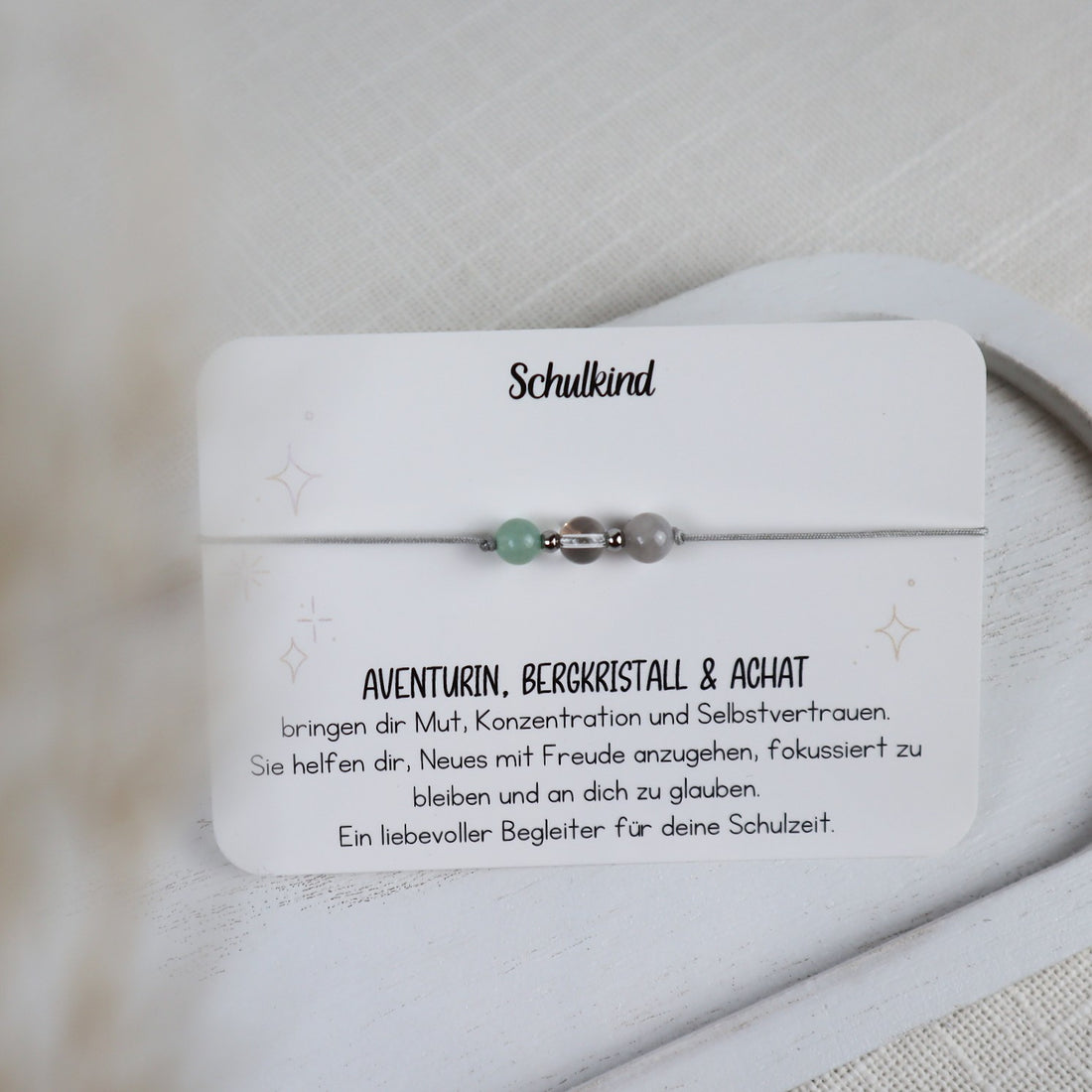 Natursteinarmband Schulkind – Mut, Konzentration &amp; Selbstvertrauen | Geschenk zur Einschulung