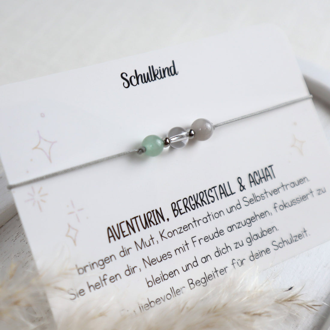 Natursteinarmband Schulkind – Mut, Konzentration &amp; Selbstvertrauen | Geschenk zur Einschulung