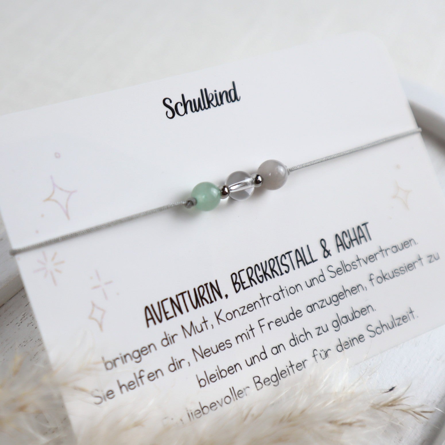 Natursteinarmband Schulkind – Mut, Konzentration &amp; Selbstvertrauen | Geschenk zur Einschulung