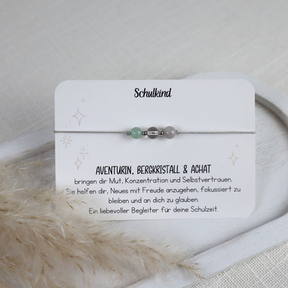 Natursteinarmband Schulkind – Mut, Konzentration &amp; Selbstvertrauen | Geschenk zur Einschulung