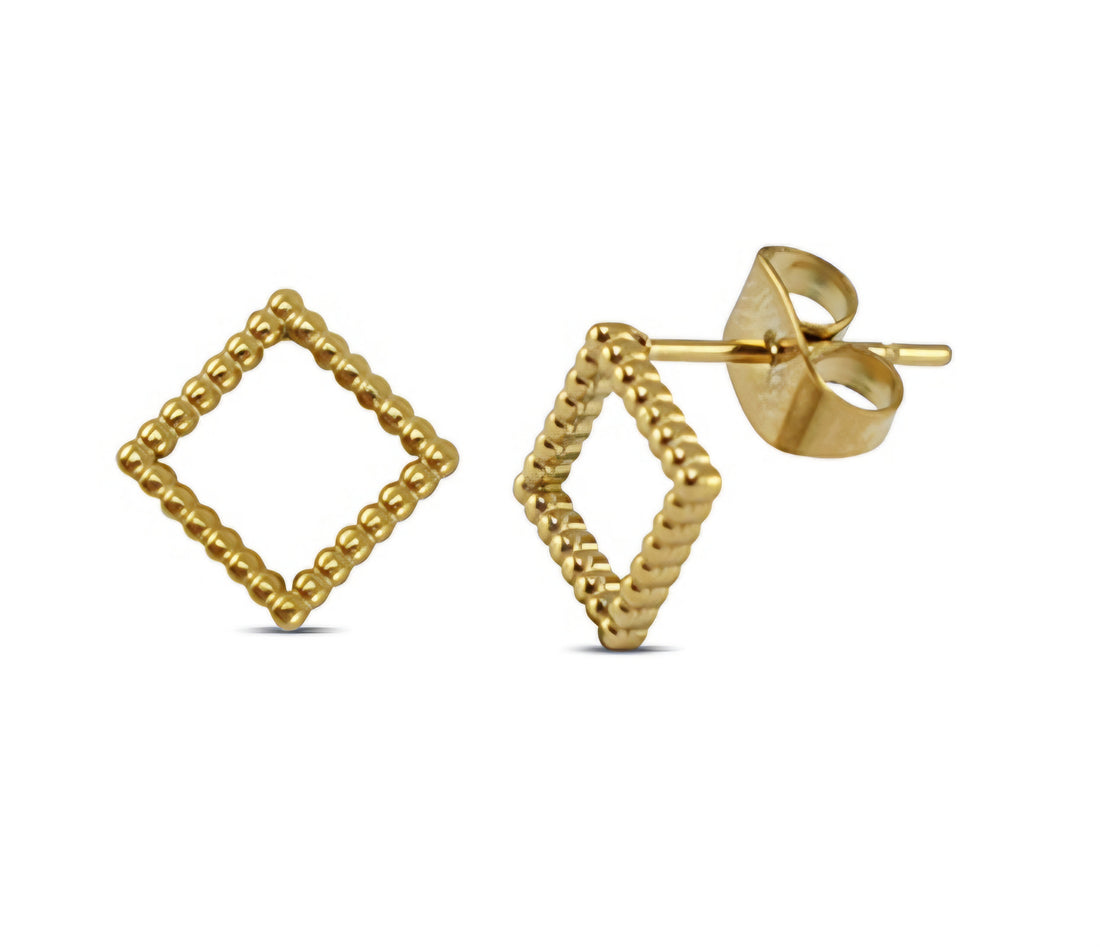 Ohrstecker Rhombus – Edelstahl in Gold oder Silber, 9 mm