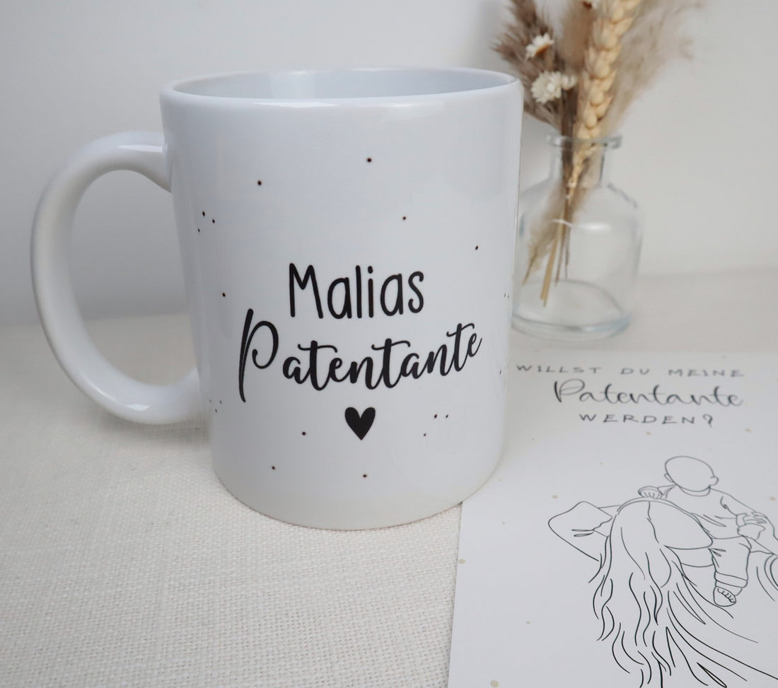 Tasse Patentante / Patenonkel – personalisiert mit Name | Geschenk zur Patenschaft