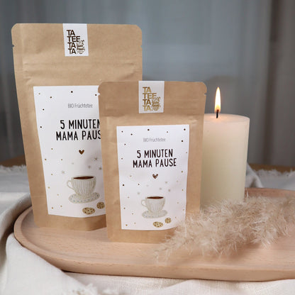 Tee „5 Minuten Mama Pause“ – BIO Früchtetee Erdbeer Zitrone | Geschenkidee für Mamas
