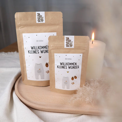 BIO Stilltee „Willkommen, kleines Wunder“ Kräutermischung | Geschenk zur Geburt für Mama