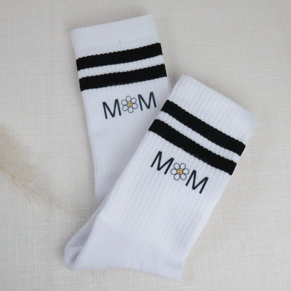Tennissocken MOM – mit Blümchenmotiv für trendbewusste Mamas