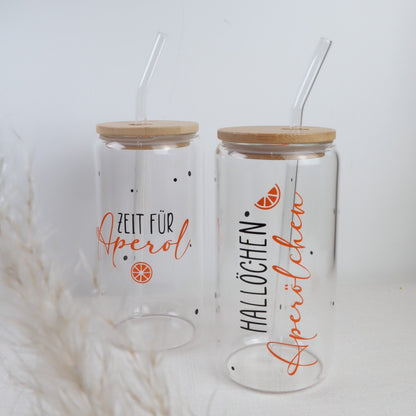Trinkglas – „Hallöchen Aperölchen“ - Glas oder Kunststoffbecher personalisierbar
