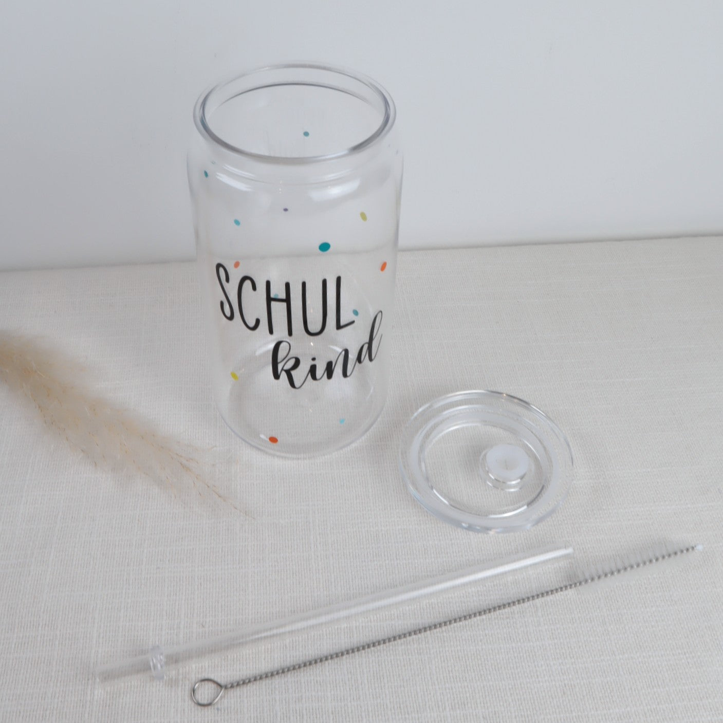 Kinder-Trinkglas mit Name – Konfetti-Design | personalisiert