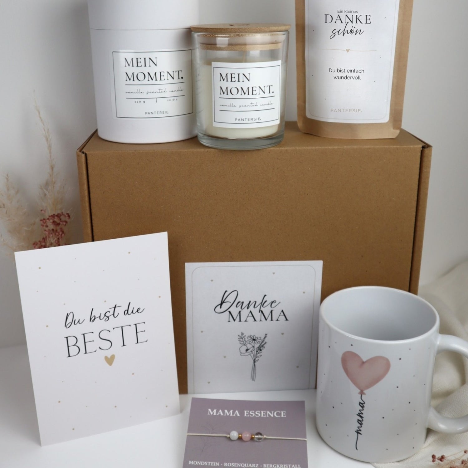 Danke Mama Geschenkbox groß | Muttertags-Box mit Tasse, Kerze, Tee &amp; Armband