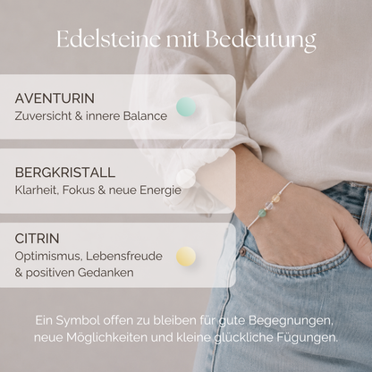 Natursteinarmband „Glücksbringer“ – mit Aventurin, Bergkristall &amp; Citrin