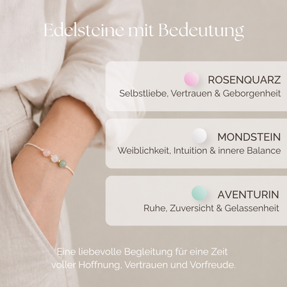 Natursteinarmband „Kinderwunsch“ – mit Rosenquarz, Mondstein &amp; Aventurin
