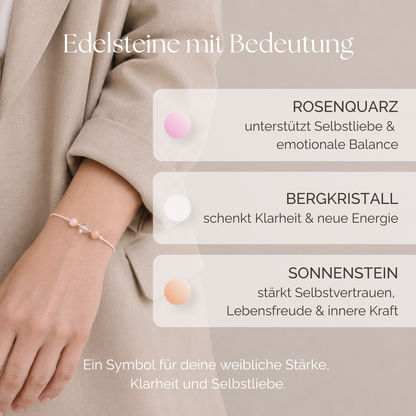 Powerfrau Geschenkbox mit Tee, Edelstein-Armband &amp; Karte für Frauen