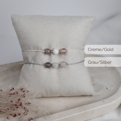 Mama to be Armband | Edelsteinarmband mit Achat, Mondstein &amp; Rosenquarz
