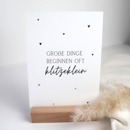 Karte zur Schwangerschaft mit Goldveredelung | Hochwertige Postkarte für werdende Mamas