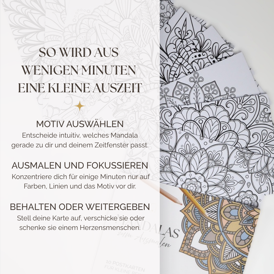 Mandala-Postkarten zum Ausmalen | Kleine kreative Auszeiten im Alltag