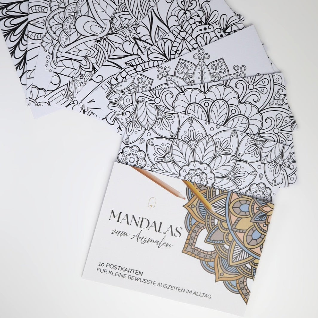 Mandala als Postkarten zum Ausmalen für Erwachsene. 