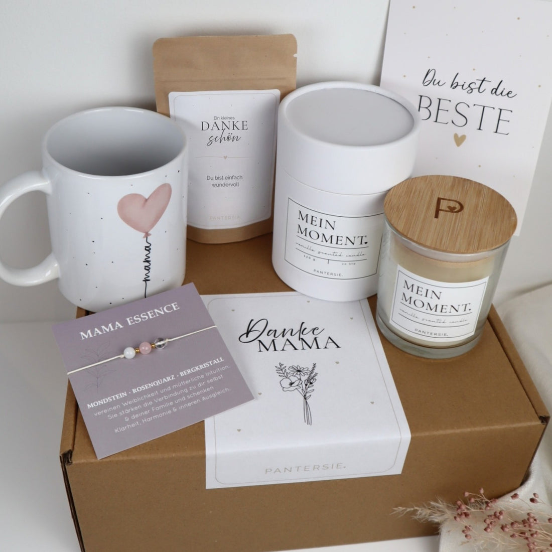 Danke Mama Geschenkbox groß | Muttertags-Box mit Tasse, Kerze, Tee &amp; Armband